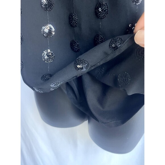 Milly Black Short Sleeve Sequined Dot Tee Scoop Back Blouse Size 2 Party Basics - Picture 8 of 12